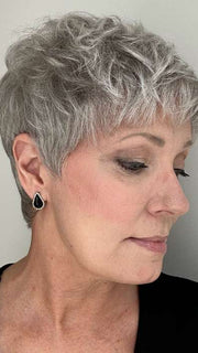 Mel B. @mels.be.ageless wearing TAB by ELLEN WILLE in color SILVER MIX | Pure Silver White and Pearl Platinum Blonde Blend