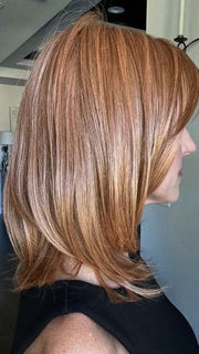Lisa Mullins @beautifulyouwigreviews wearing SANTA BARBARA by BELLETRESS in color SIENNA SPICE | A true light Strawberry Blonde/Red with Low Light and Highlights
