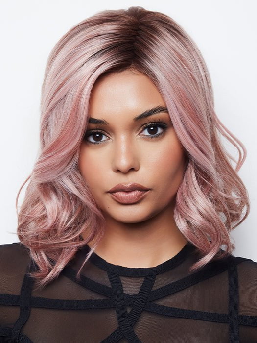 VERO by Rene of Paris in WATERMELON-R | Rich Pastel Pink Base with Subtle Soft Reddish Tone and Soft Dark Brown Roots