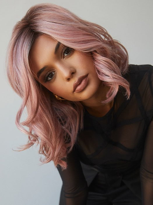 VERO by Rene of Paris in WATERMELON-R | Rich Pastel Pink Base with Subtle Soft Reddish Tone and Soft Dark Brown Roots