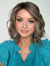 Sandy @i_be_wiggin wearing VERONICA by BELLE TRESS in color BROWN-SUGAR-COOKIE-R | The Roots are a Rich Brown Tone that seamlessly transitions into a Warm Golden Brown