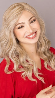 Maha wearing DAY TO DATE by RAQUEL WELCH in RL19/23 BISCUIT | Light Ash Blonde Evenly Blended with Cool Platinum Blonde