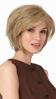 WHITNEY by ENVY in color GINGER CREAM | Dark Beige Blonde underneath highlighted on top with Light Beige Blonde