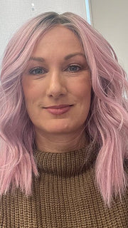 Tanya wearing BIG SPENDER by RAQUEL WELCH in PINK | Dusty Pink with a Darker Root