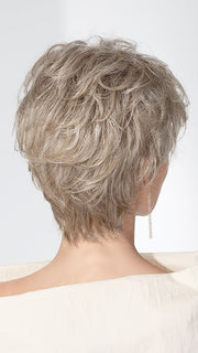 Model is wearing CHARME SOFT SMALL by ELLEN WILLE in PEARL MIX | Pearl Platinum and Medium Ash Blonde Blend