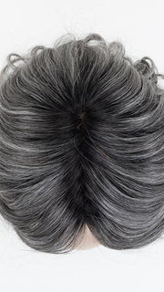 SALT/PEPPER ROOTED | Darkest and Dark Brown with Grey and Pearl White Blend with Shaded Roots