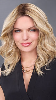 EASIPART MEDIUM 12" by Jon Renau in 12FS8 SHADED PRALINE | Medium Natural Gold Blonde, Light Gold Blonde, Pale Natural Blonde Blend, Shaded with Dark Brown PPC MAIN IMAGE FB MAIN IMAGE