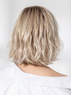 Model is wearing ESPRIT SOFT SMALL by ELLEN WILLE in color PEARL BLONDE ROOTED | Pearl Platinum and Lightest Ash Blonde with Medium Ash Blonde Blend and Shaded Roots