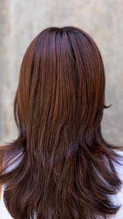 VOICE LARGE by ELLEN WILLE in AUBURN ROOTED 33.130.4 | Dark Auburn, Deep Copper Brown, and Darkest Brown Blend with Shaded Roots