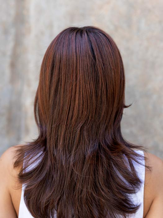 VOICE by ELLEN WILLE in AUBURN ROOTED 33.130.4 | Dark Auburn, Deep Copper Brown, and Darkest Brown Blend with Shaded Roots