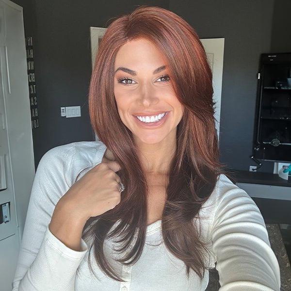 Shenna by Envy wig in shade 33/32 Dark Red color