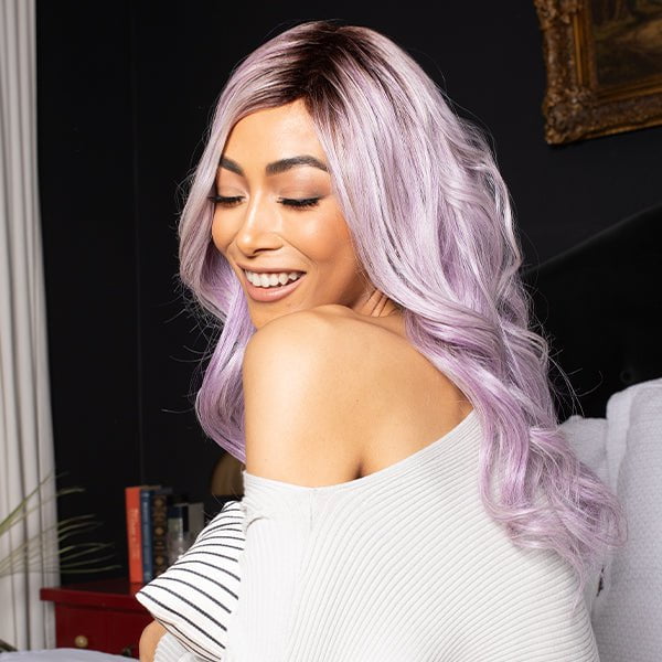 An example of lilac hair in our wig Lilac Frost by Hairdo.