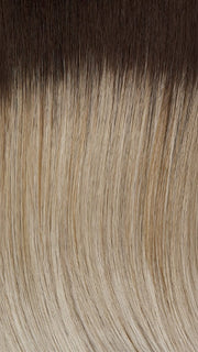 10/613GR | Medium Brown Roots transition into a Light Ash Blonde with Platinum Blonde Highlights 