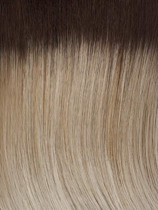 10/613GR | Medium Brown Roots transition into a Light Ash Blonde with Platinum Blonde Highlights 