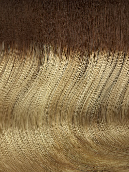 26GR | Brown Roots transition into a Golden Blonde base with Light Blonde Highlights   