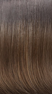 7GR | Medium Dark Brown Roots fade into a Chocolate Brown Base with Caramel Highlights