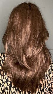 Jenna Fail @jenna_fail wearing BRANDI by AMORE in color MEDIUM-BROWN | Medium Golden Brown