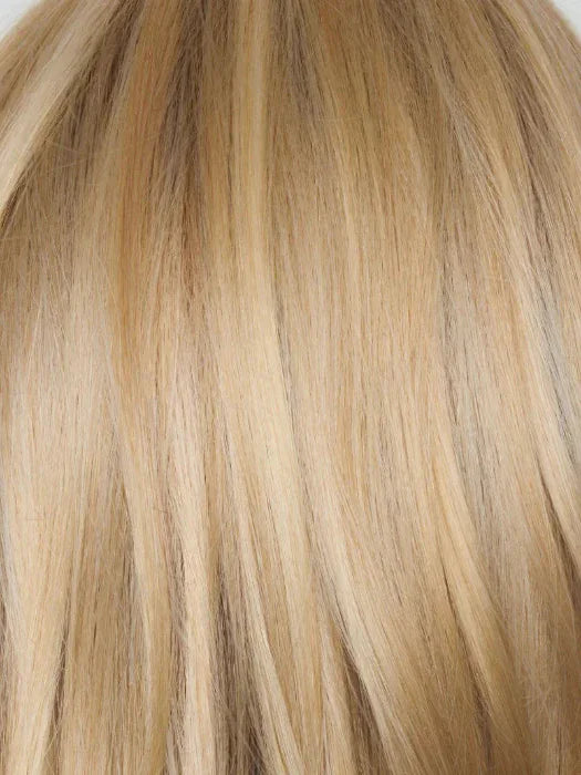 NM SANDY CREAM BLOND-R | This shade features soft golden sand tones with subtly rooted color for a natural regrowth effect. This blend of beige brown, honey, and creamy blonde transitions beautifully into lighter shades, creating a warm, versatile look that flatters any skin tone. A perfect choice for effortless, honey-warm blonde style.