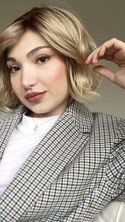 Maha wearing NOLA by Ellen Wille in color: BAHAMA BEIGE SHADED 16.25.20