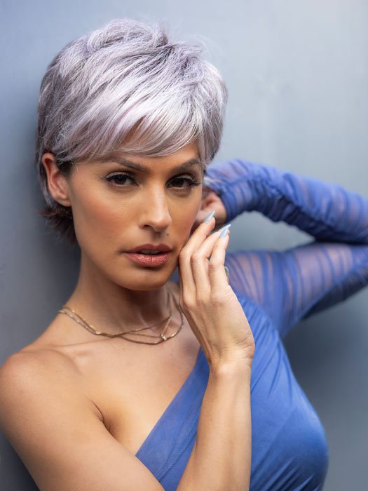 NOUR by NORIKO in LILAC-SILVER-R | Dark Root with a Light to Medium Grey Base and a hint of a soft lilac. PPC MAIN IMAGE