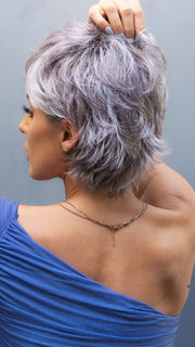NOUR by NORIKO in LILAC-SILVER-R | Dark Root with a Light to Medium Grey Base and a hint of a soft lilac