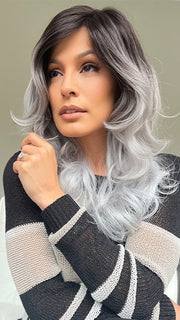 Roxie wearing GRAYDIENT-STORM | Dark Brown Roots that Melt into Light Gray and Silver Tones Towards the Ends