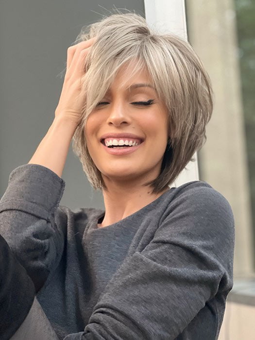 REESE by NORIKO in SANDY SILVER | Medium Brown Transitionally Blending to Silver and Dramatic Silver Bangs