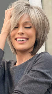 SANDY SILVER | Medium Brown Transitionally Blending to Silver and Dramatic Silver Bangs