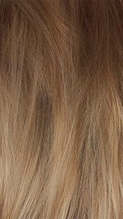 CHAMPAGNE SUNSET R | Dark/medium multi-tonal blond with textured honey, ash, and golden hues and chocolate brown roots