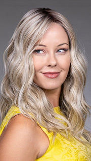 Model is wearing BELLA SE by BELLETRESS in color BUTTERBEER R | Dark Brown Base and Root that transitions smoothly into a buttery blonde, infused with creamy honey and toffee tones