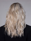 Model is wearing CAMPBELL by BELLETRESS in color BUTTERBEER R | Dark Brown Base and Root that transitions smoothly into a buttery blonde, infused with creamy honey and toffee tones
