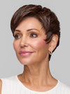Model is wearing CELINE by JON RENAU in color 8/32 COCOA BEAN | Medium Brown & Medium Natural Red Blend 