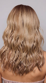 Model is wearing FRANKY by RENE OF PARIS in color BUTTER BISCUIT BLOND | Soft, Pale Chocolate Root that melts into a blend of Buttery and Biscuit Blonde tones