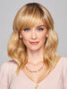 Model is wearing ASPIRATION by GABOR in color SS-LIGHT-BLONDE | Light Blonde with Golden Highlights & Dark Brown Roots