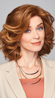 Model is wearing UNITY by GABOR in color MEDIUM-RED | Medium Reddish Brown with Subtle Copper Highlights