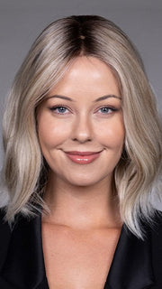 Model is wearing INDIE by BELLETRESS in color BUTTERBEER R | Dark Brown Base and Root that transitions smoothly into a buttery blonde, infused with creamy honey and toffee tones