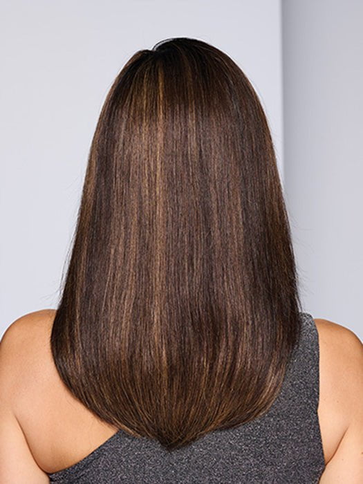 ROME ROMANCE by RAQUEL WELCH in color RH4/10SS SHADED JAVA | Off Black with Dark Brown highlights from dark roots to ends