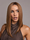 Model is wearing SLOAN by RENE OF PARIS in color MOCHA MOUSSE | Rooted Brunette featuring a Rich Mocha‑Chocolate Base layered with expertly blended highlights
