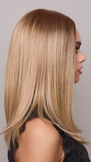 Model is wearing SLOAN by RENE OF PARIS in color BUTTER BISCUIT BLOND | Soft, Pale Chocolate Root that melts into a blend of Buttery and Biscuit Blonde tones