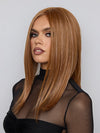 Model is wearing SLOAN by RENE OF PARIS in color CARAMEL COPPER | One‑tone Caramel Copper shade enhanced with ultra‑fine Cream Blonde highlights