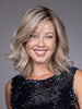 Model is wearing VIVIENNE by BELLETRESS in color BUTTERBEER R | Dark Brown Base and Root that transitions smoothly into a buttery blonde, infused with creamy honey and toffee tones