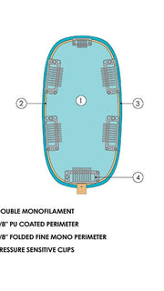 BASE CONSTRUCTION | DOUBLE MONOFILAMENT | 4 PRESSURE SENSITIVE CLIPS