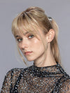 Model is wearing LEMON II by ELLEN WILLE in color SANDY BLONDE ROOTED 16.22.14 | Medium Blonde and Light Neutral Blonde with Medium Ash Blonde Blend and Shaded Roots