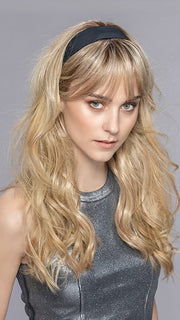 Model is wearing STEVIA by ELLEN WILLE in color SAHARA BEIGE MIX 16.22.14 | Medium Blonde and Light Neutral Blonde with Medium Ash Blonde Blend