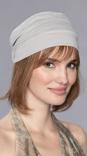 Model is wearing VERBENA by ELLEN WILLE in color MOCCA MIX 830.10 | Medium Brown Blended with Light Auburn and Light Brown Blend