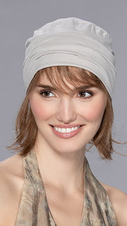 Model is wearing VERBENA by ELLEN WILLE in color MOCCA MIX 830.10 | Medium Brown Blended with Light Auburn and Light Brown Blend