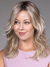 Model is wearing MARIE in BUTTERBEER R | Dark Brown Base and Root that transitions smoothly into a buttery blonde, infused with creamy honey and toffee tones