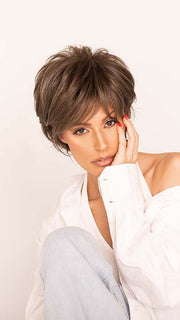 Roxie in KASON by Rene of Paris in TRUFFLE-BROWN-R | Neutral Medium-Brown Tone, softly blended with Light Ash Blond