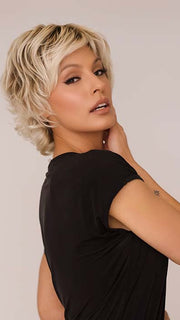 Roxie in VILLANA by ELLEN WILLE in color CREAM BLONDE SHADED 23.25.1001 | Lightest Pale and Lightest Golden Blonde blend with Winter White and Shaded Roots