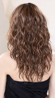 Model is wearing SERENA in CHESTNUT SHADED 830.31.6 | Medium Brown Blended with Light Auburn and Light Reddish Auburn with Dark Brown Blend with Shaded Roots